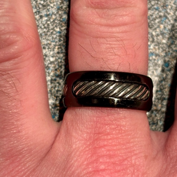 David Yurman Titanium and Sterling Silver Cable Ring Size 10 - Picture 3 of 6